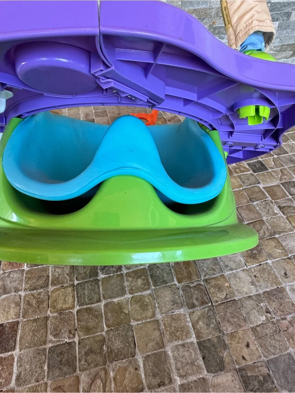 Purple & Teal Baby Activity spinning Seat with Hanging Jungle Toys